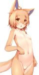  anthro blush breasts canid canine canis child domestic_dog featureless_breasts featureless_crotch female fur hair kemono kida_kuro_mu mammal navel nude open_mouth short_hair simple_background small_breasts solo white_background young 