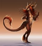 2019 anthro breasts brown_hair digital_media_(artwork) dragon female fur furred_dragon hair isvoc non-mammal_breasts nude solo 