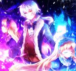  2girls aquamarine blonde_hair closed_eyes coat fur_trim glowing gothic_lolita heterochromia hiver_laurant hortense lolita_fashion long_hair multiple_girls ponytail roman siblings sound_horizon twins very_long_hair violette white_hair 