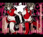  1girl bad_id bad_pixiv_id couple genderswap genderswap_(ftm) hetero meiko meito music red red_eyes short_hair skirt star tome_(yoneda) vocaloid 