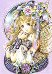  blonde_hair copyright_request fairy flower highres jewelry nao_tsukiji purple_eyes solo wings 