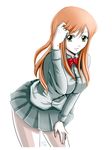  artist_request bleach brown_eyes colorized inoue_orihime orange_hair ribbon school_uniform skirt solo third-party_edit 