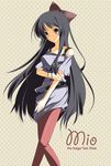  absurdres akiyama_mio black_eyes black_hair casual highres k-on! listen!! long_hair pantyhose solo souyoku 