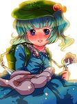  backpack bad_id bad_pixiv_id bag blue_eyes blue_hair hair_bobbles hair_ornament hat highres kawashiro_nitori key rikotta short_hair solo touhou twintails two_side_up 