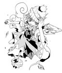  beanie cellphone cirno fairy_wings greyscale hat ice kannazuki_hato monochrome phone scarf simple_background smirk solo touhou wings 