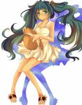  bad_id bad_pixiv_id blue_eyes blush dress green_hair hat hatsune_miku legs long_hair nanato sandals solo twintails very_long_hair vocaloid 