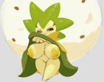  2019 absurd_res anthro areola bell_(v12) big_breasts breasts clothing_lift dibujosv12 eldegoss exposed eyelashes flora_fauna green_body green_nipples green_skin grey_background hi_res huge_breasts humanoid nintendo nipples one_eye_closed plant plant_humanoid pok&eacute;mon pok&eacute;mon_(species) pok&eacute;morph pussy short_stack simple_background thick_thighs video_games 
