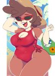  2018 anthro big_breasts breasts cleavage clothed clothing cricetid eyewear female hamster mammal nimzy noms_(nimzy) rodent sunglasses swimwear thick_thighs wide_hips 