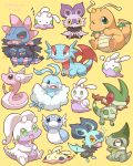  &gt;_&lt; 2027_(submarine2027) =3 ^_^ altaria alternate_color axew black_eyes chibi closed_eyes commentary_request dragon_wings dragonair dragonite dratini english_text fangs flygon flying_sweatdrops full_body gen_1_pokemon gen_3_pokemon gen_5_pokemon gen_6_pokemon goodra goomy green_eyes hydreigon looking_to_the_side looking_up mouth_drool no_humans noibat one_eye_closed open_mouth pokemon pokemon_(creature) salamence shiny_pokemon sitting sleeping sliggoo sweatdrop tongue tongue_out u_u wings yellow_background yellow_sclera zzz 
