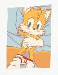  2019 anthro blush canid canine clothing didi_(artist) erection footwear fox fur gloves handwear humanoid_penis male mammal miles_prower mostly_nude open_mouth penis shoes small_penis solo sonic_the_hedgehog_(series) underwear young 