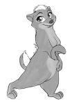  anthro badger breasts disney featureless_breasts female head_tuft honey_(zootopia) mammal monochrome mustelid musteline nude pussy robcivecat simple_background smile solo standing tuft white_background zootopia 