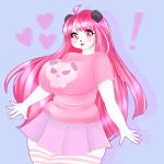  1:1 absurd_res anthro big_breasts breasts clothing comaofsouls destinee digital_media_(artwork) female giant_panda hair hi_res long_hair mammal pink_eyes pink_hair simple_background slightly_chubby smile thick_thighs ursid 