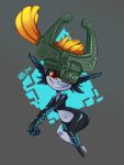  2019 female grin hair huffslove humanoid humanoid_pointy_ears markings midna navel nintendo not_furry orange_hair ponytail red_eyes short_stack simple_background smile solo the_legend_of_zelda twili twilight_princess video_games 