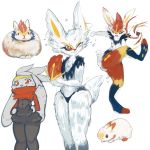  2019 anthro blush cinderace eyelashes female feral fur lagomorph mammal nintendo nude pok&eacute;mon pok&eacute;mon_(species) raboot red_eyes scorbunny simple_background unknown_artist video_games wet white_body white_fur 