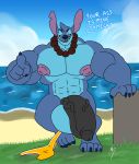  2017 4_fingers 4_toes abs alien anthro balls biceps big_balls big_ears big_muscles big_penis black_eyes black_penis blue_balls blue_body blue_claws blue_fur blue_nose claws clothing dialogue disney english_text erect_nipples experiment_(lilo_and_stitch) fingers fur gesture half-erect head_tuft hi_res huge_balls huge_muscles huge_nipples huge_penis jewelry kokoro-doll lilo_and_stitch looking_at_viewer male muscular muscular_male necklace nipples notched_ear nude open_mouth outside pecs penis pink_nipples pointing pointing_at_viewer sharp_teeth sky solo stitch_(lilo_and_stitch) talking_to_viewer teeth text toe_claws toes tuft vein veiny_penis 
