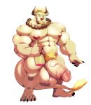  2019 5_fingers 5_toes anthro armpit_hair balls beard behemoth beverage big_balls big_muscles big_nipples black_claws black_horn blonde_hair body_hair brown_nose claws cursedmarked eyebrows facial_hair fingers fur hair hi_res horn huge_balls huge_muscles hyper hyper_balls hyper_penis jewelry kone_(madcow100) madcow100 male muscular muscular_male necklace nipples nude penis pink_nipples plantigrade pubes solo standing thick_eyebrows thick_penis toes vein veiny_penis white_body white_fur 