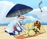  anthro belly big_belly big_breasts breasts derrysome duo eyes_closed female narrowed_eyes ninetales nintendo pok&eacute;mon pok&eacute;mon_(species) pregnant regional_variant video_games 