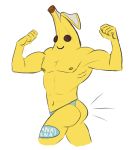  5_fingers banana biceps big_muscles butt clothing epic_games fingers flexing flora_fauna food food_creature fortnite fruit hi_res humanoid living_fruit male muscular muscular_male navel nipples not_furry pecs peely plant riftsune simple_background smile solo standing thong underwear video_games white_background 