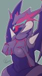  anthro breast_grab breasts female hand_on_breast hi_res naganadel nintendo open_mouth pok&eacute;mon pok&eacute;mon_(species) simple_background solo tagme ultra_beast vagoncho video_games 