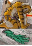  2014 anthro better_late_than_never comic daigaijin dreamworks felid female fur giant_panda kung_fu_panda male mammal master_po_ping master_tigress multicolored_body multicolored_fur painting_(artwork) pantherine sad tiger traditional_media_(artwork) ursid watercolor_(artwork) 