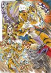  2014 anthro better_late_than_never breasts cleavage clothed clothing comic daigaijin dreamworks felid female fight fur kung_fu_panda male mammal master_tigress multicolored_body multicolored_fur painting_(artwork) pantherine su_wu tiger traditional_media_(artwork) watercolor_(artwork) 