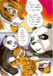  2014 anthro big_breasts breasts clothed clothing comic daigaijin dialogue dreamworks duo english_text felid female fur giant_panda kung_fu_panda male mammal master_po_ping master_tigress multicolored_body multicolored_fur painting_(artwork) pantherine speech_bubble text tiger traditional_media_(artwork) ursid watercolor_(artwork) 