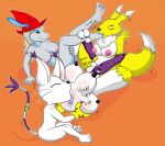  anthro big_breasts bodily_fluids breasts clothing digimon digimon_(species) feet female female/female final_fantasy final_fantasy_ix foot_fetish foot_lick freya_crescent gatomon hat headgear headwear hi_res licking masturbation mostly_nude nipples nude renamon saliva simple_background square_enix tinydevilhorns tongue tongue_out vaginal vaginal_masturbation video_games young 