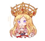  2girls blonde_hair blue_eyes chibi crossover europa_(fate/grand_order) europa_(granblue_fantasy) fate/grand_order fate_(series) granblue_fantasy multiple_girls namesake pashi_(pasi_gbf) purple_eyes translation_request 