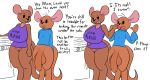  2019 anthro balls big_balls big_breasts big_penis bottomless breasts casual_nudity clothed clothing curvy_figure dialogue disney english_text eyelashes female hi_res huge_balls huge_breasts huge_penis hyper hyper_penis kanga kangaroo macropod male mammal marsupial mature_female miso_souperstar mother mother_and_child mother_and_son parent parent_and_child penis pussy roo_(winnie_the_pooh) shirt simple_background son text thick_thighs topwear white_background wide_hips winnie_the_pooh_(franchise) 
