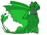  4:3 ambiguous_gender collar dragon dreamworks emerald_light_fury feral full-length_portrait girly green_body green_scales how_to_train_your_dragon light_fury portrait puff_moonwatcher scales scalie sitting western_dragon 