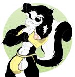  anthro anti_dev balls big_nipples bodily_fluids bulge clothing hi_res invalid_tag jockstrap male mammal mephitid nipples pitu_le_pew skunk solo sweat underwear 