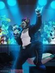  anthro audience canid canine canis clothing group hi_res invalid_tag leather male mammal music nakoo paws singing stage wolf 