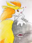  &lt;3 anus black_body black_fur blush bodily_fluids braixen butt clitoris colored_pencil_(artwork) dripping ears_back eiroru female fluffy fluffy_tail fur genital_fluids happy hi_res inner_ear_fluff long_ears looking_at_viewer looking_back lying nintendo on_side open_mouth pivoted_ears pok&eacute;mon pok&eacute;mon_(species) presenting presenting_pussy pussy pussy_juice rear_view red_eyes red_nose snout solo spread_butt spreading tongue traditional_media_(artwork) tuft video_games white_body white_fur yellow_body yellow_fur yellow_tail 