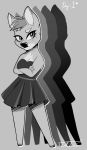  2019 anthro bojack_horseman breasts cervid cleavage clothed clothing crossed_arms dress female freckles hair hi_res mammal monochrome penny_carson solo tabertheraver 