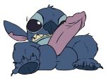  2017 4_toes alien balls big_balls big_penis blue_body blue_eyes blue_fur blue_nose blue_pawpads bodily_fluids claws digital_drawing_(artwork) digital_media_(artwork) disney experiment_(lilo_and_stitch) fur huge_penis lilo_and_stitch looking_at_penis male notched_ear pawpads penis ryusuke573 shocked simple_background solo stitch_(lilo_and_stitch) sweat toe_claws toes white_background 