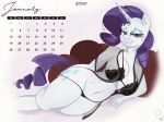  anthro anthrofied big_breasts breasts calendar cleavage clothed clothing cutie_mark equid female friendship_is_magic hair horn lingerie mammal my_little_pony phylloaurea purple_hair rarity_(mlp) seductive thong underwear unicorn 