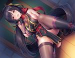  breasts cleavage lambda long_hair original see_through thighhighs 