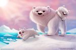  age_difference ambiguous_gender arctic beady_eyes black_eyes claws cryptid-creations feral fur group ice iceberg mammal open_mouth outside parent parent_and_child polar_bear sea size_difference smile snow text url ursid ursine water white_body white_fur young 