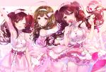  dress idolmaster_shiny_colors kuwayama_chiyuki long_hair oosaki_amana oosaki_tenka thighhighs usano wink 