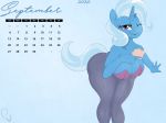  anthro anthrofied big_breasts breasts calendar cleavage clothed clothing equid female friendship_is_magic hanging_breasts horn mammal my_little_pony one_eye_closed phylloaurea skimpy trixie_(mlp) unicorn wink 