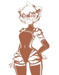 2019 alternate_version_at_source anthro arknights breasts chengchezhiice clothed clothing eyewear felid female fur glasses hair legwear mammal navel pantherine portrait short_hair simple_background solo striped_body striped_fur stripes thigh_highs three-quarter_portrait tiger video_games waaifu white_background 