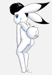  aurawing blue_eyes butt captain_bokko female fur hi_res lagomorph leporid long_ears mammal neck_tuft nipples nude osamu_tezuka pussy rabbit solo the_amazing_3 tuft white_body white_fur 