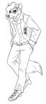  2019 anthro arctic_wolf canid canine canis clothed clothing digital_media_(artwork) edgymagpie_(artist) eyewear fur hair hi_res male mammal monochrome raaf_helder_(character) simple_background sketch solo sunglasses wolf 