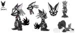  anthro balancing_on_tail black_body black_fur canid canine canis clothing concept_art footwear fur gem gloves grey_body grey_fur handwear infinite_(sonic) jackal male mammal mask official_art shoes simple_background solo sonic_forces sonic_the_hedgehog_(series) standing unknown_artist watermark white_background wraps 