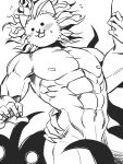  abs animal_humanoid biceps blush hair humanoid male muscular muscular_male nipples nude pecs quads the_battle_cats the_cat_god 