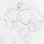  alphys anthro big_breasts big_muscles breasts buckteeth eyewear female front_view frown glasses huge_breasts huge_muscles hyper hyper_muscles muscular muscular_female non-mammal_breasts nude open_mouth reptile sbshouseofpancakes scalie solo standing teeth thick_tail undertale video_games 