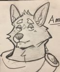  2019 adastra amicus_(adastra) anthro blush canid canine canis cape clothing fangs half-closed_eyes hi_res ilikefennecs jewelry looking_at_viewer male mammal monochrome narrowed_eyes piercing simple_background sketch smile solo white_background wolf 