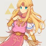  1girl blonde_hair blue_eyes pointy_ears princess_zelda smile the_legend_of_zelda wusagi2 