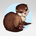  1:1 2019 4_toes ambiguous_gender aomori blue_eyes digital_media_(artwork) distracting_watermark feral looking_at_viewer lutrine mammal mustelid pawpads smile solo toes watermark whiskers 