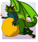  anthro bottomless canid canine clothed clothing digitigrade dragon fox hi_res hoodie horn hybrid lavenderpandy male male_pregnancy mammal pregnant solo thick_tail topwear wings zeekule 